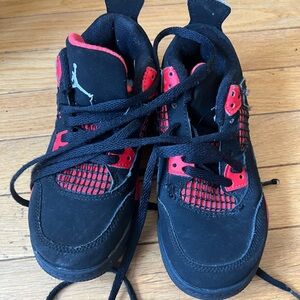 Jordan 4 Retro (PS) "Red Thunder" Little Kids'  Black-Red BQ7669-016 Size 12C
